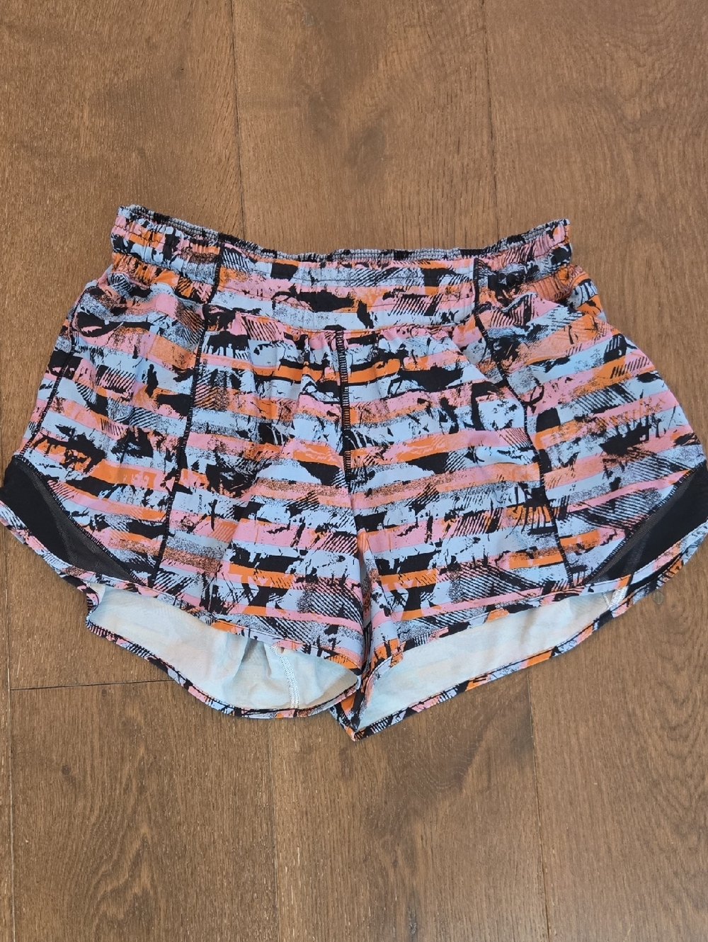 lululemon athletica Striped Pink and Orange Run Shorts
